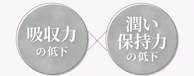 吸収力の低下×潤い保持力の低下